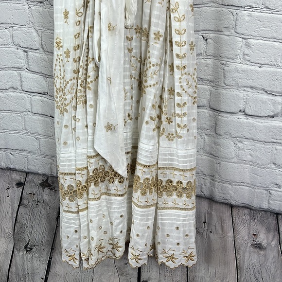 NEW LoveShackFancy Augusta midi dress white gold velvet belt size 4 - Picture 9 of 14